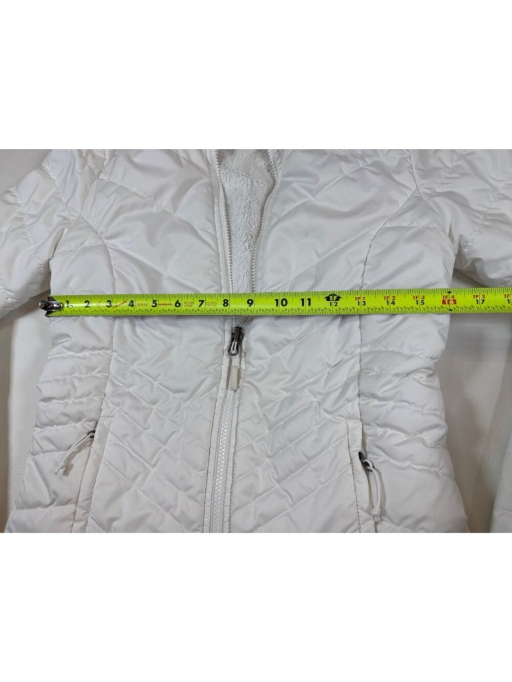 The North Face Womens XS White Quilted Mossbud Coat With Fleece Lining (MM500) - Picture 3 of 8